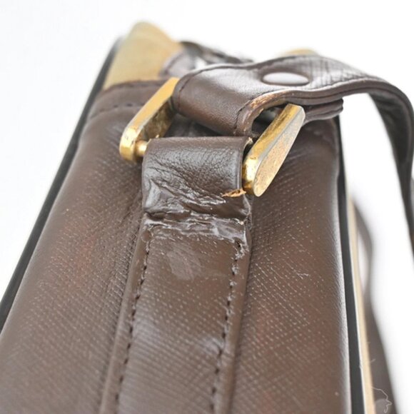 Burberrys Logo Shoulder Bag Check Canvas Leather Brown GHW - Picture 14 of 14